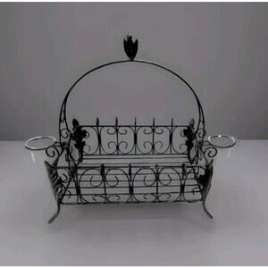 SOUTHERN LIVING AT HOME Acanthus Centerpiece Iron Metal Basket Candle Holders